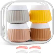Set de 4 botellas dispensadoras portátiles para viajes, contenedores de artículos de tocador, tarros de crema de silicona, accesorios esenciales para viajes con bolsas y etiquetas transparentes, tarros a prueba de fugas para cosméticos líquidos, cremas faciales, corporales y de manos, botellas de crema exprimible a prueba de explosiones y fugas para decoración del hogar, baño, decoración de otoño, regreso a la escuela