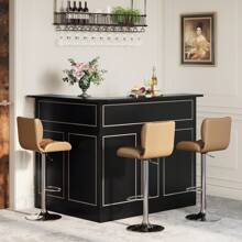 Tribesigns Tribesigns Bar Cabinet, L-Shaped Home Bar Table With Stemware Racks, 4-Tier Corner Bar Unit Liquor Wine Bar Table Reception Desk For Home Pub, Black
