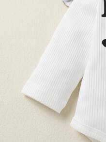 3pcs Set Casual Elegant Sweet Cute Baby Girl Outfit, Soft & Comfortable, Letter Heart Print Ruffle Trim Knit Romper And Leopard Print Flared Pants