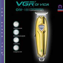 VGR Profissional Hair Trimmer Metal Hair Clipper Mini Cordless Hair Cut Máquina Elétrica Recarregável Barber Trimmer Homens V-188 - Dourado - Visão 3