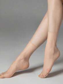 10pairs Transparent Skin-Color Seamless Pantyhose, Women's Super Thin Invisible Socks, Crystal Mid-Calf Stockings, Summer - Apricot - View 5