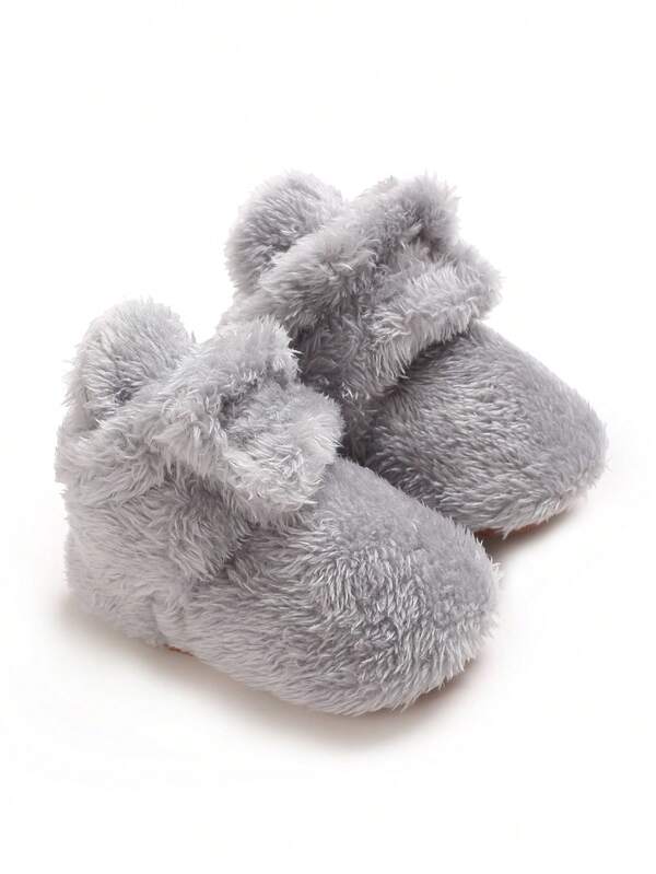 Samt-Babystiefel, einfarbig, rutschfest, warm, geeignet für Babys, Herbst/Winter