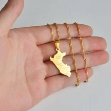 1pc Peru Map Wity City Name Pendant Necklaces For Women Men Gold Color/Silver Color Map Of Peru Jewelry Peruvian - Multicolor - View 5