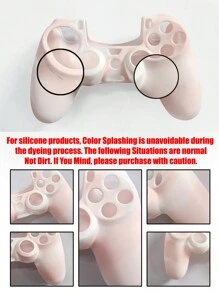 浅粉色碰撞色软橡胶硅胶保护壳兼容 PS4 控制器，防汗防滑