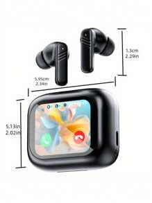 Touch Screen Earbuds, Wireless Earbuds Smart Screen, Active Noise Cancelling Earbuds, TWS Bluetooth Earbuds Sports Waterproof Headphones (Black) - 黑色 - 查看 3