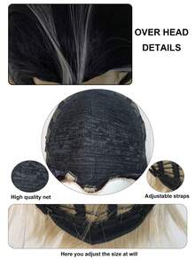 Peluca de vampiro para Halloween, cabello liso corto, mezcla de negro y rubio, peluca de cosplay de anime para hombres, para uso diario, fiesta, vacaciones, resistente al calor, peluca sintética corta y lisa negra con reflejos rubios, peluca del personaje del juego Súper Hombre, aspecto natural, peluca de cómic como regalo de cumpleaños para decoraciones navideñas y 1 pieza de gorro de peluca - Multicolor - Ver 9