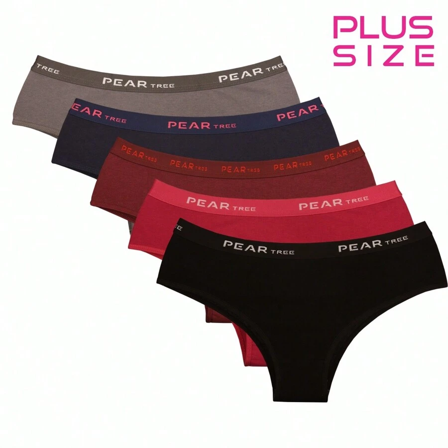 Kit 5 Plus Size High Waist Cotton Panties - Nhiều màu - Xem 1