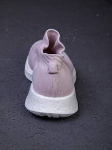 Women's Gray Breathable Knit Casual Flat Slip-On Shoes, Lightweight And Comfortable