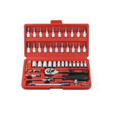 46/40 Piece Tool Kit Socket Set Reversible Ratchet Wrench With Case Complete Tool Set - Đỏ - Xem 1