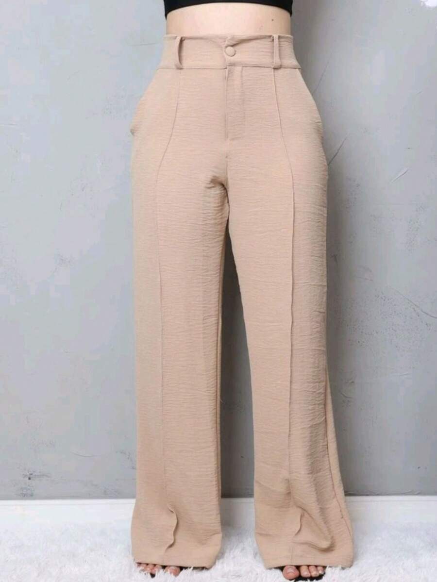 Colorful Wide Leg Tailored Dress Pants - 米色 - 查看 1