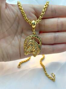 Women's Country Horse Necklace 18k Gold Plated With Italian Varnish - Vàng - Xem 2