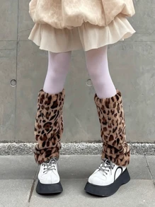 1 Paar Harajuku-Stil flauschige Kniestrümpfe: Dicke, flauschige Beinwärmer für Damen für Herbst und Winter - handwaschbar, Polyestermaterial, gemütlich - Braun - Übersicht 7