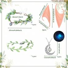 3 Pcs Fairy Rhinestone Leaf Headband Ear Cuffs Set For Brides, Wedding Headband Butterfly Ear Cuff(Color Random)Earring For Halloween Fairy Costume Crown Cosplay Accessories,Christmas - Multicolor - View 10