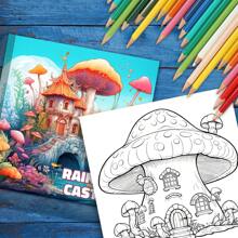 Purple Mushroom House Coloring Book - 1pc 25 Unique Pages, Upgraded Thick Paper, Decompressing Coloring Book, Improves Creativity And Concentration, Ideal For Halloween And Christmas Gifts Back To School
