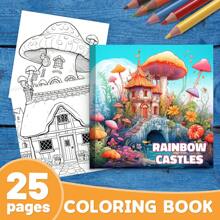 Purple Mushroom House Coloring Book - 1pc 25 Unique Pages, Upgraded Thick Paper, Decompressing Coloring Book, Improves Creativity And Concentration, Ideal For Halloween And Christmas Gifts Back To School