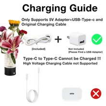 Vase Lamp, USB Charge Flower Lamp Vase Table Lamp, Dimmable Bedside Lamp, Glass Shade With Plastics  Base For Bedroom Living Room Office Desk - one-size - View 6
