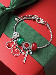 1 chiếc vòng tay bằng đồng hình ông già Noel, người tuyết, thủy tinh thời trang Giáng sinh - Người tuyết + cột tuyết - Xem 4