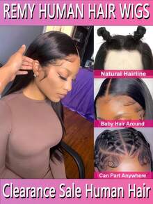 Human Hair Wigs Bone Straight 13x4 Full Lace Front Wigs Human Hair Lace Frontal Wig For Women Peruvian Natural Color Remy Hair Wigs - Natural & Black - View 4