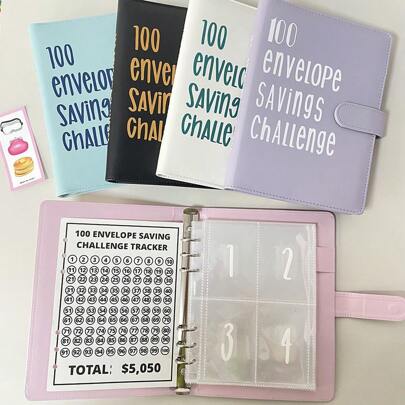 A5 100 Days Envelope Saving Challenge,100 Pockets Letter Binder Refills,Cash Budget PU Notebook Set,Back To School Essentials,Creative Gift For Thanksgiving, Christmas, Birthday Halloween Decoration Back To School,Back To School,School Supplies,Savings Plan,Biweekly Savings Plan,10000 Savings Plan,Savings Strategy