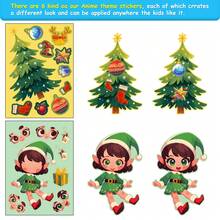 Christmas Decoration 6pcs/Set DIY Christmas Reindeer & Snowflake Crystal Ball Puzzle Stickers, Cartoon Decor Combo For Holiday Party, Interactive Games, Birthday Gifts - Multicolor - View 5