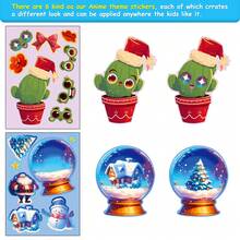 Christmas Decoration 6pcs/Set DIY Christmas Reindeer & Snowflake Crystal Ball Puzzle Stickers, Cartoon Decor Combo For Holiday Party, Interactive Games, Birthday Gifts - Multicolor - View 6