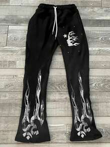 Men's Loose Casual Graffiti Side Print Fashion Sweatpants