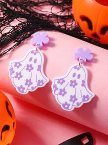 1 对可爱幽灵设计万圣节女式耳环 - 黑與白 - 查看 6