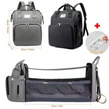 Baby Changing Bag Diaper Bag Large Nappy Backpack With Portable Changing Mat UK - Grey - View 2