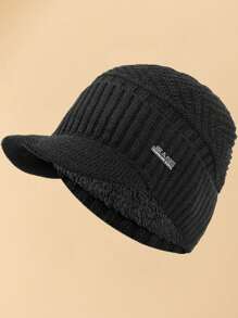 JZML 1pc Men Letter Decor Plush Lined Hat