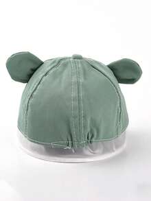 1 chiếc mũ chống nắng Unisex cho bé có thêu hình chú gấu và thiết kế tai to dễ thương để sử dụng hàng ngày, kiểu mũ bóng chày (chống nắng) - màu xanh lá - Xem 4