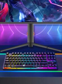 K87 Wired Mechanical Gaming Keyboard With Backlighting, Ergonomic Design For Desktop/Laptop, Mechanical Typing Feel - Black - View 1