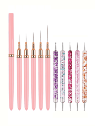 10 Pcs Nail Art Brushes Set,Nail Art Brushes, Nail Design Brushes, Paint Drawing Liner Nail Art Tools,Double-Ended Nail Point Drill Pen, UV Gel Painting Nail Design Brush Pen, Nail Dotting Pen Brush Kit Nail Art Tool, Dual-Ended Nail Art Liner Brushes,For Home Use And Professional Nail Salon