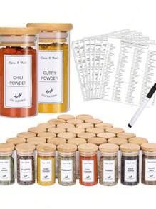 Bộ nhãn thực phẩm nhà bếp 192 chiếc, nhãn lọ thủy tinh, nhãn dán chai gia vị, thẻ phân loại keo dán màu trắng - trắng - Xem 1