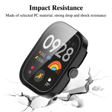 Capa de PC + Vidro Compatível com Xiaomi Redmi Watch 4, Película Anti-Arranhões de Vidro Temperado, Capa Protetora Amortecedora