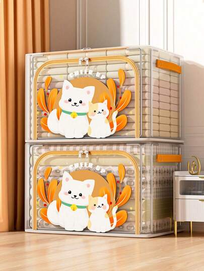 1 件带动物图案的可折叠收纳盒，大容量衣物分隔收纳整理盒，非常适合儿童玩具和书籍收纳装饰品装饰节日装饰房间装饰家居装饰卧室装饰连衣裙裤子鞋子牛仔裤靴子裙子卧室，收纳盒，家庭收纳，女士白色 T 恤，女士黑色裤子，女士冬装，连衣裙，