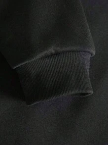 250g Hoodies / 1pc Hoodies / 100% Polyester, Angel, Letter Print Kangaroo Pocket Hoodies, Men's Casual Long Sleeve Drawstring, Autumn And Winter - 黑色 - 查看 3