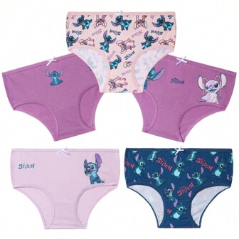 Disney Stitch Knickers Comfy Breathable Cotton Underwear Pack Of 5 Gift