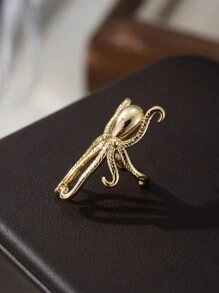 1 pieza Pendiente con diseño de pulpo único para mujeres, accesorio para fiestas, festivales de música y uso diario, joyería de cobre - Amarillo Oro - Ver 4