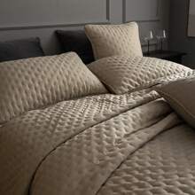 3 Piece Bedspread Embossed Pattern For All Season 220 X 240CM Soft Microfiber Reversible Patchwork Beddings Set Luxury Quilted Bed Throw For Bedroom Decor Reversible Coverlet - Brown - View 7