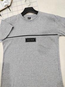 Long Line Cotton T-Shirt - 淺灰色 - 查看 3