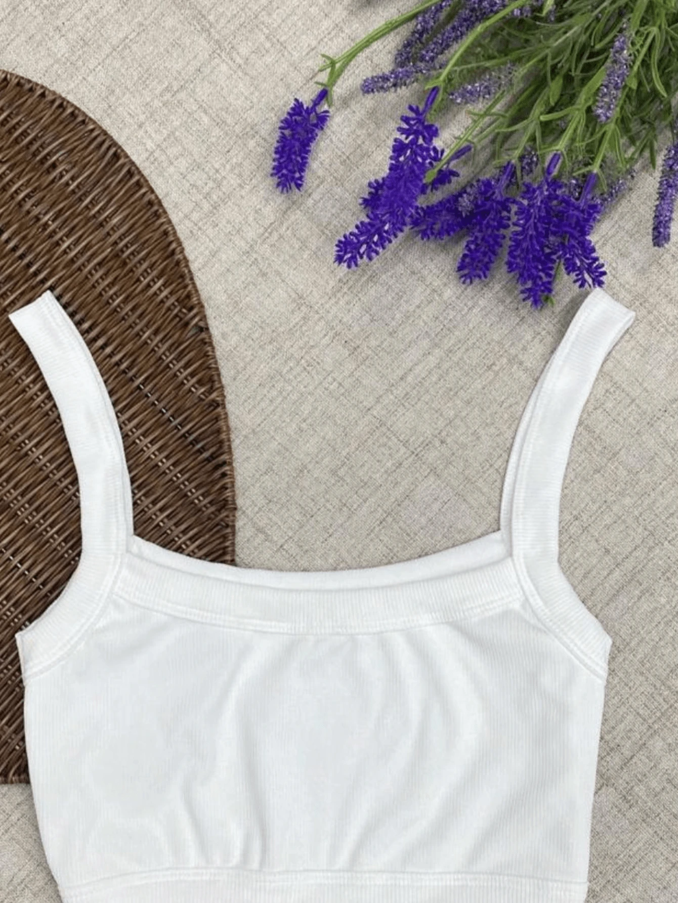 Women's Cropped Top With Thin Straps In Ribbed - 白色 - 查看 1