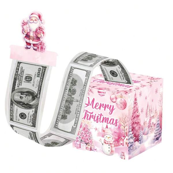 Caixa de dinheiro com tema de Natal, cartão de feliz aniversário e 50 unidades de sacolas transparentes, caixa de dinheiro surpresa para aniversário, Halloween, Ação de Graças, celebrações de Natal, Natal