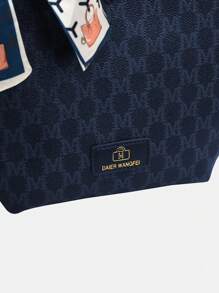 Dedoo 2024 New Textured Western Style Large Capacity Handbag, Autumn/Winter Versatile Western Style Shoulder Bag, Fashionable Tote Bag - Blue - View 4