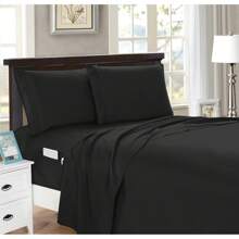 Elegant Comfort Luxury 4pcs Smart Pocket Sheet Set 16 Inch Deep Pockets - Ultra Soft Machine Washable Luxury 4-Piece Bed Sheet Set - Fade And Wrinkle Resistant Premium Hotel Quality Twin/Full/Queen/King Bedding Set- 4PC Sheets For Daily Use, Dorms, Guest Rooms, Christmas Decorations Gifts, Cozy Winter Styles (4pcs For Twin Size Sheet Set) - 黑色 - 查看 1