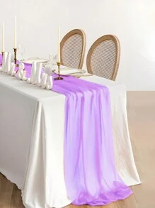 1 chiếc khăn trải bàn màu trơn, khăn trải bàn Boho Rustic bằng vải voan dùng để trang trí tiệc cưới Phục sinh Mùa hè Tốt nghiệp Năm mới Giáng sinh Halloween Tiệc sinh nhật Khăn trải bàn - Màu tím - Xem 2