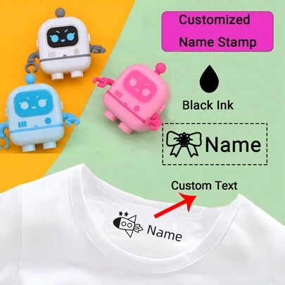 1pc Customized Robot Shaped Personal Name Stamp DIY Seal Stamp