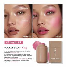 SHEIN X Milania Lakerain Pocket Blush, Creamy Stick Blush, Lightweight Formula, Long-Lasting Waterproof Moisturizing, Natural Finish, All Skin Tones, 6 Colors, Makeup Stick For Cheeks, Eyes, Lips, ≤300g - Multicolor - View 6