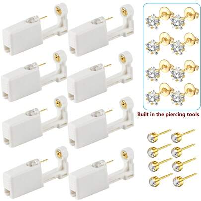 Ear Piercing Kit,Disposable Ear Piercing Gun With 5mm Star Cubic Zirconia Stud Earrings For Women,At Home Self Ear Piercer Kit