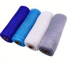 Decor Mesh Wreath Supplies Mesh For Wreath Poly Mesh Ribbon Metallic Border Stripe Emerald Swags Bows Wrapping 10 Inch X 30 Feet - Multicolor - View 1