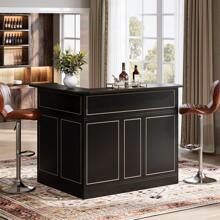 Tribesigns Tribesigns Bar Cabinet, L-Shaped Home Bar Table With Stemware Racks, 4-Tier Corner Bar Unit Liquor Wine Bar Table Reception Desk For Home Pub, Black